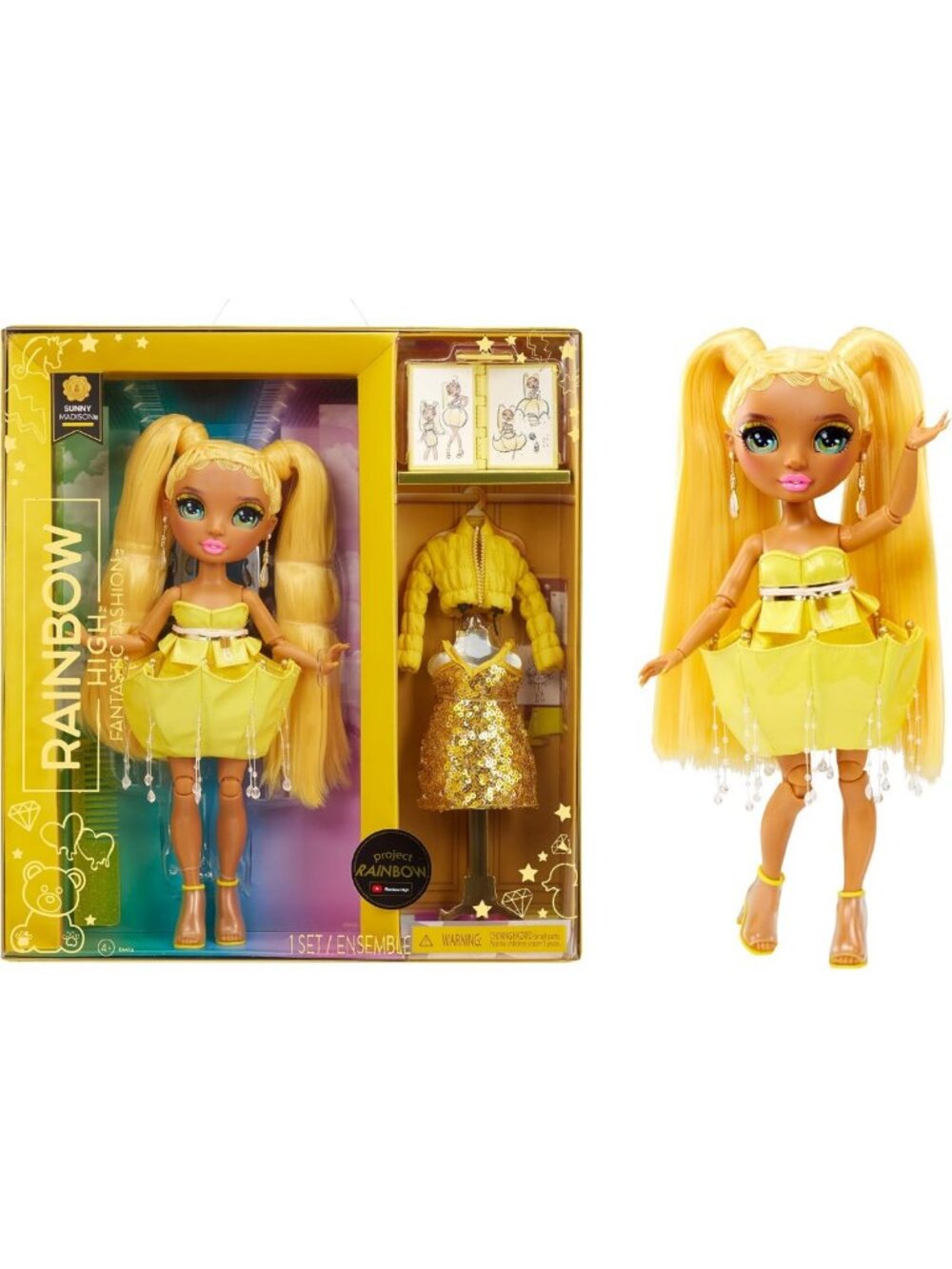 Vibrant Yellow 11” Fashion Doll Playset with 2 Outfits & Accessories - Perfect